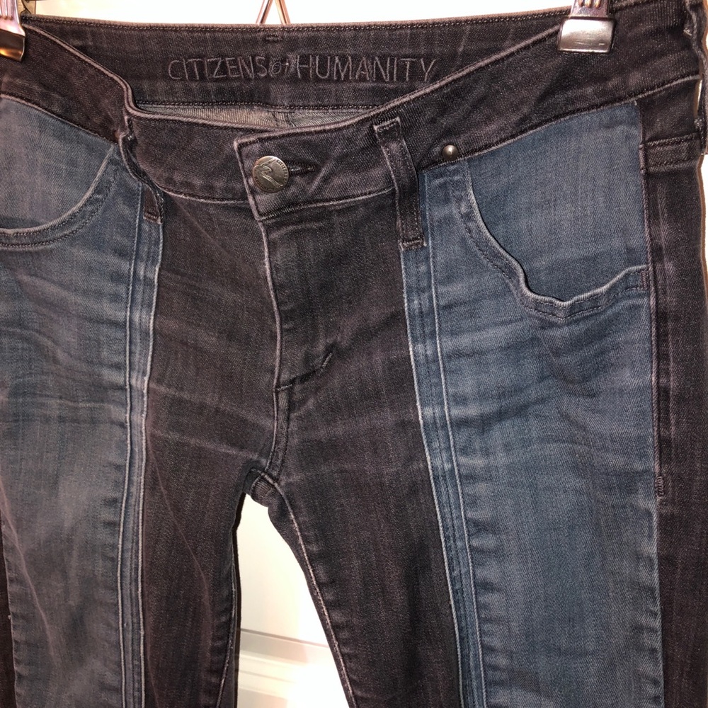 2-tone denim, double-front workwear-style jeans